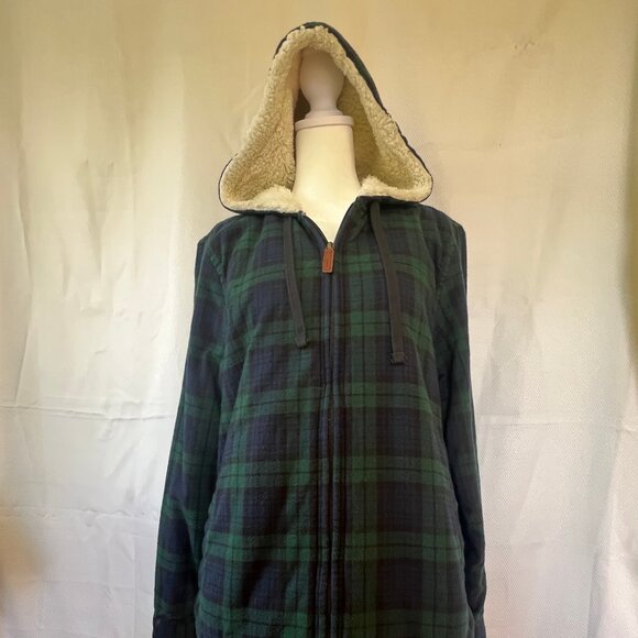 L.L.Bean Scotch Plaid Flannel Shirt Sherpa-Lined Zip Hoodie - Picture 7 of 14